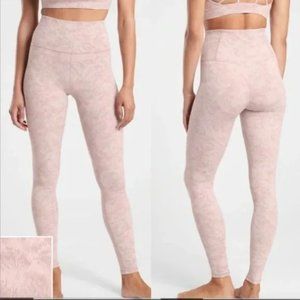 Athleta Elation Textured Tight high rise cream pink leggings w hidden pocket
